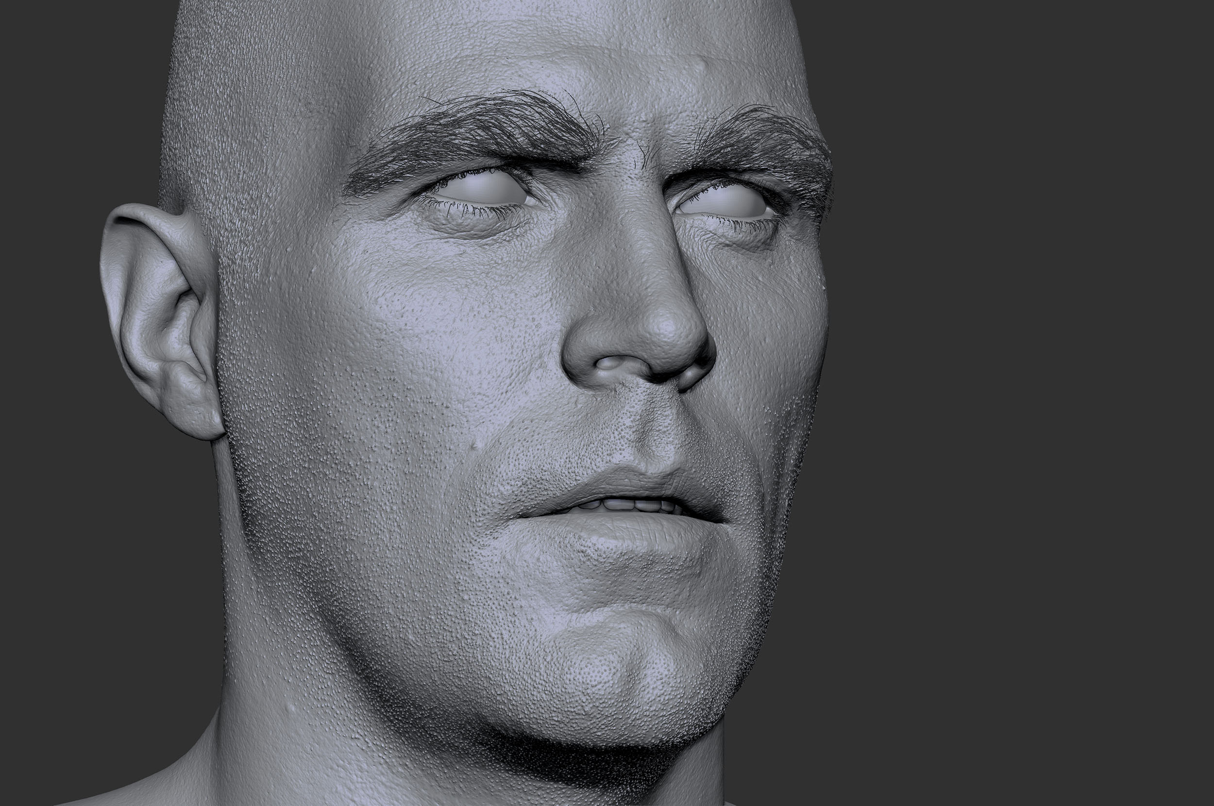 Male model 3f render beard detail